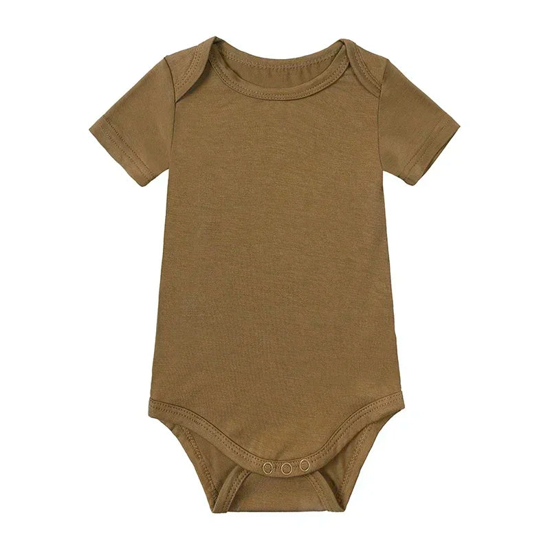 Bamboo Fiber Baby Girl Clothes Solid Color Short Sleeve Baby Clothing Boy Bodysuits Summer Infatn Clothing 0-24 Months