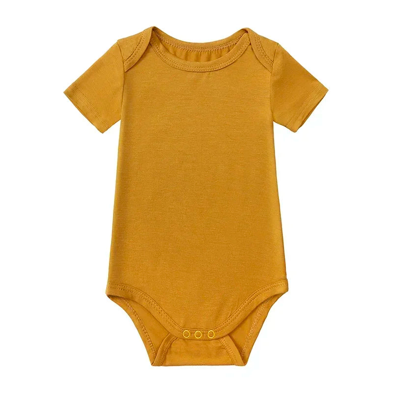 Bamboo Fiber Baby Girl Clothes Solid Color Short Sleeve Baby Clothing Boy Bodysuits Summer Infatn Clothing 0-24 Months