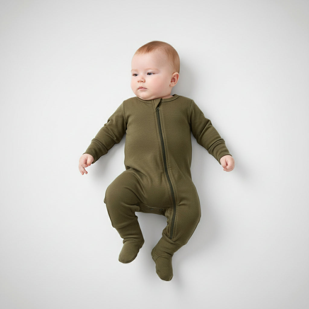 FOREST GREEN BAMBOO BOYS GIRLS BABY PYJAMAS SLEEPWEAR NIGHTWEAR ROMPER ONESIE