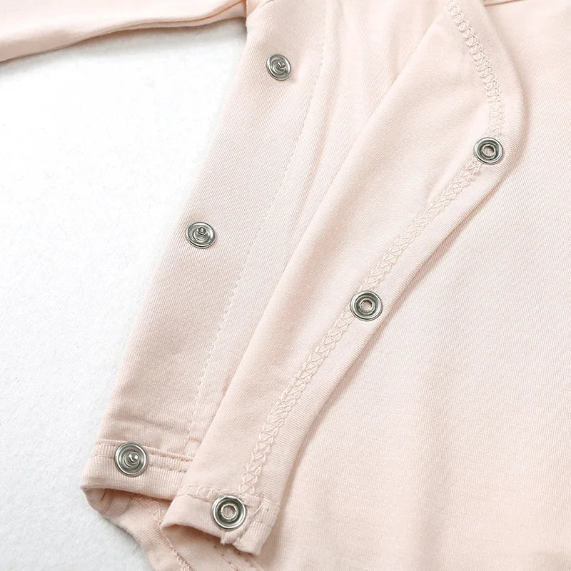 Baby Clothing Boys Girls Bamboo Fibers Bodysuits 0-24 Months Solid Color Long Sleeve Diagonal Button Onesies Newborn Outfits