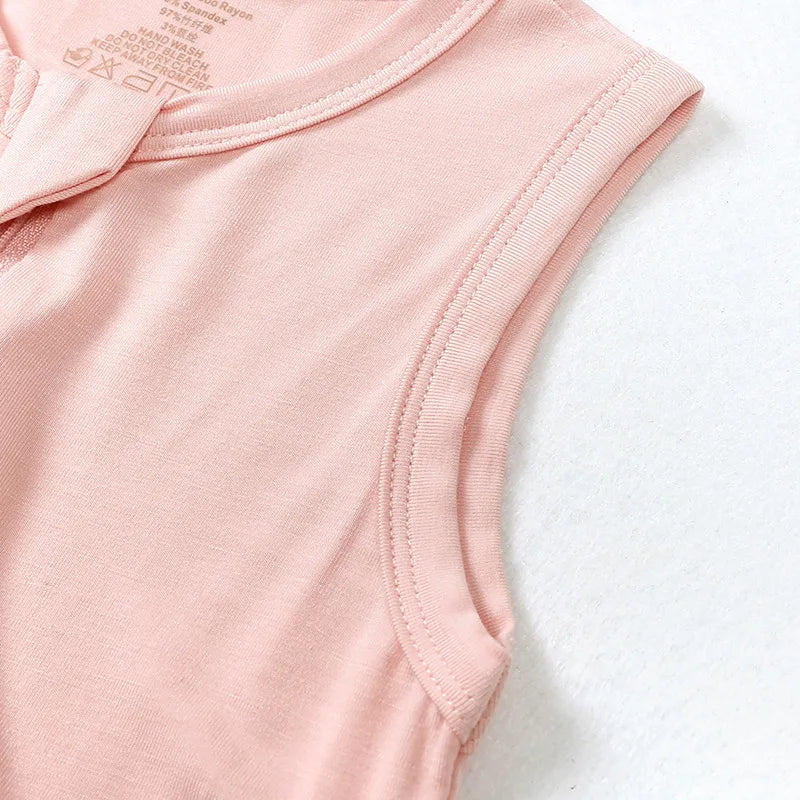 Baby Bodysuit Boy Girl Bamboo Fibers Crawl Suit Summer Solid Color Sleeveless Zip Jumpsuit 0-24 Months Newborn Baby Clothing