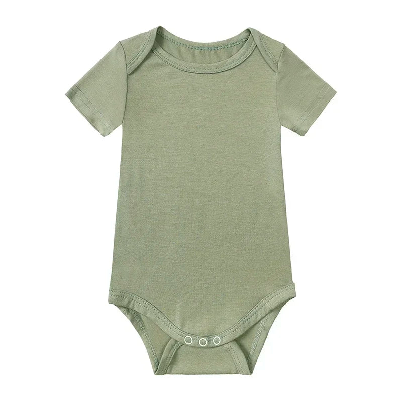 Bamboo Fiber Baby Girl Clothes Solid Color Short Sleeve Baby Clothing Boy Bodysuits Summer Infatn Clothing 0-24 Months