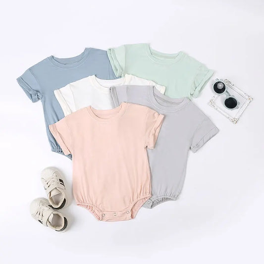 Bamboo Fiber Baby Clothes Boys Bodysuit Fashion Solid Short Sleeve Baby Girls Clothes Summer Newborn Clothing 3-24 Months