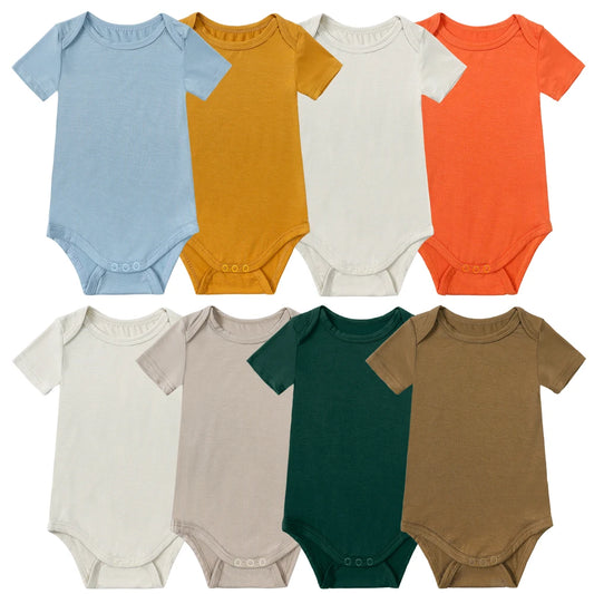 Bamboo Fiber Baby Girl Clothes Solid Color Short Sleeve Baby Clothing Boy Bodysuits Summer Infatn Clothing 0-24 Months