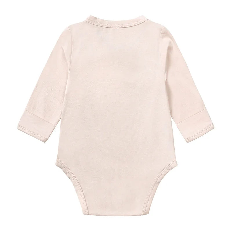Baby Clothing Boys Girls Bamboo Fibers Bodysuits 0-24 Months Solid Color Long Sleeve Diagonal Button Onesies Newborn Outfits