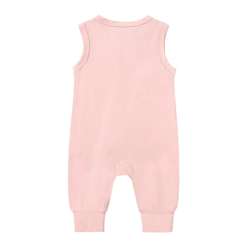 Baby Bodysuit Boy Girl Bamboo Fibers Crawl Suit Summer Solid Color Sleeveless Zip Jumpsuit 0-24 Months Newborn Baby Clothing