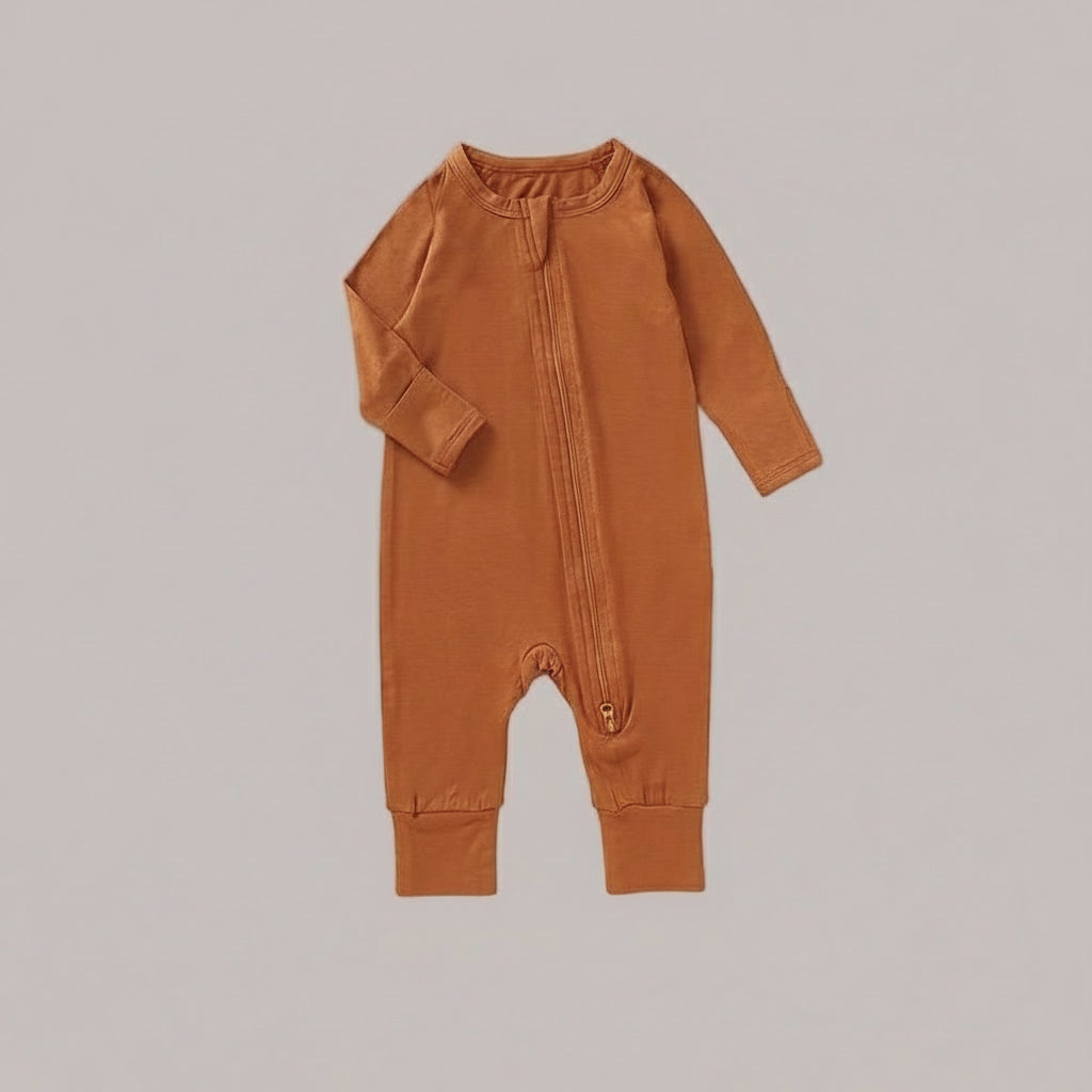 ORANGE TERRACOTTA BAMBOO ROMPER GIRLS BOYS BABY SLEEPWEAR PYJAMAS NIGHTWEAR